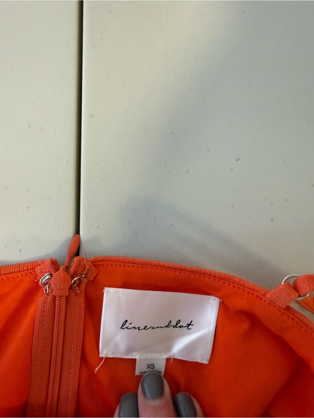 Line & Dot Coral Orange Cutout Midi Dress XS Pockets Adjustable Straps - Picture 10 of 13